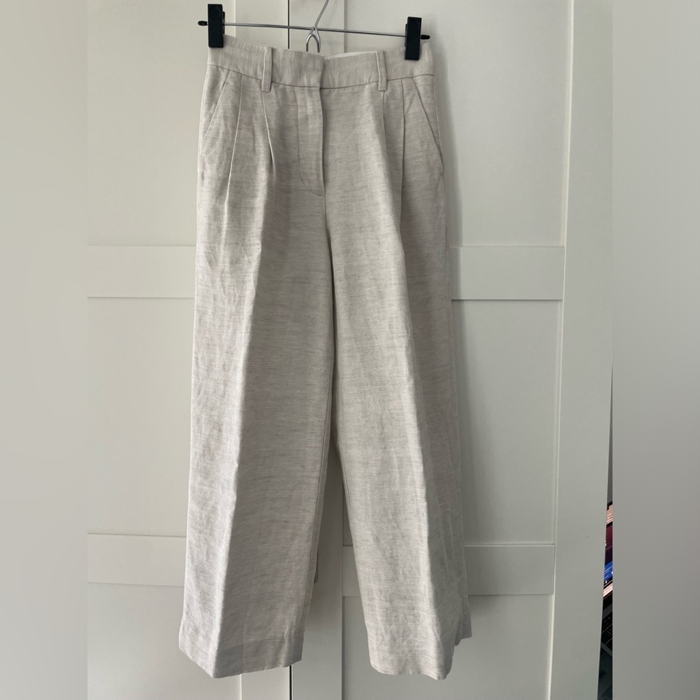 Aritzia Wilfred Effortless Pant Linen Cropped size00 light birch